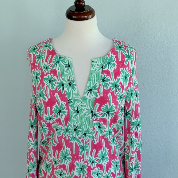 Crown & Ivy Palm Tree Print Knit Shift Dress sz L - Picture 2 of 9